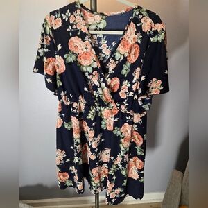 Floral Faux Wrap Dress